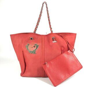 CHANEL Chain Bag with Pouch CC Logo Flower Bag Tote Bag Shoulder Bag Leather Red